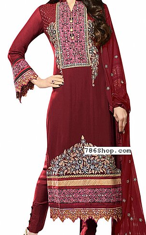  Maroon Georgette Suit | Pakistani Dresses in USA- Image 1
