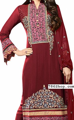  Maroon Georgette Suit | Pakistani Dresses in USA- Image 2