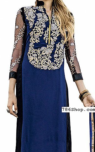  Blue/Black Chiffon Suit | Pakistani Dresses in USA- Image 2