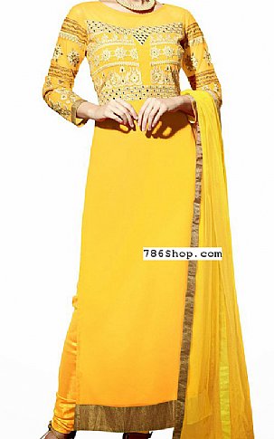  Yellow Chiffon Suit | Pakistani Dresses in USA- Image 1