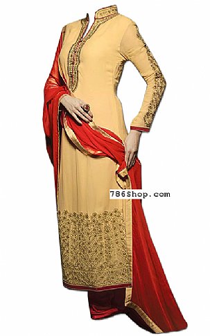  Fawn Georgette Suit | Pakistani Dresses in USA- Image 1