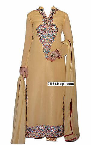  Cream Chiffon Suit | Pakistani Dresses in USA- Image 1