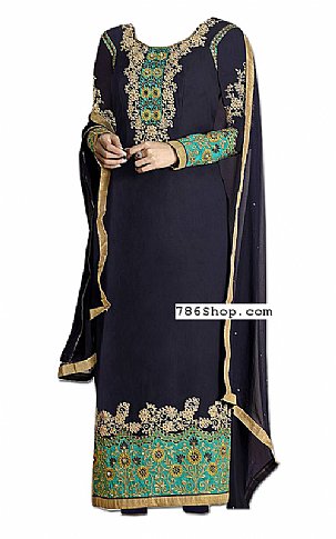  Navy Blue Georgette Suit | Pakistani Dresses in USA- Image 1