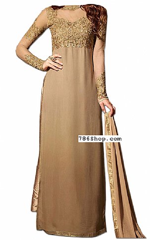  Beige Chiffon Suit | Pakistani Dresses in USA- Image 1
