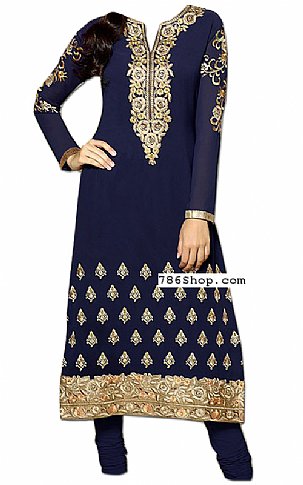  Navy Blue Chiffon Suit | Pakistani Dresses in USA- Image 1