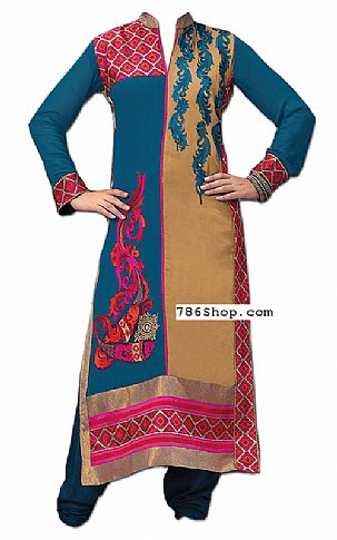  Blue/Beige Georgette Suit | Pakistani Dresses in USA- Image 1