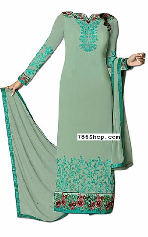  Light Green Georgette Suit | Pakistani Dresses in USA- Image 1