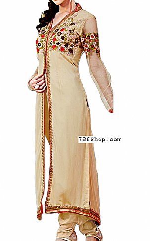  Light Golden Chiffon Suit | Pakistani Dresses in USA- Image 1