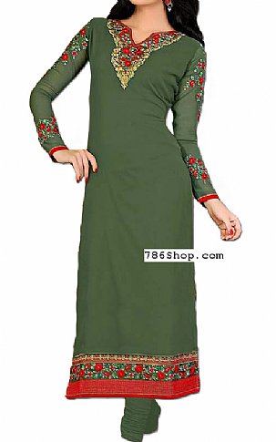  Pistachio Green Georgette Suit | Pakistani Dresses in USA- Image 1
