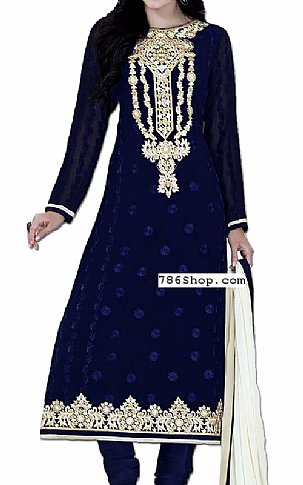  Blue Chiffon Suit | Pakistani Dresses in USA- Image 1