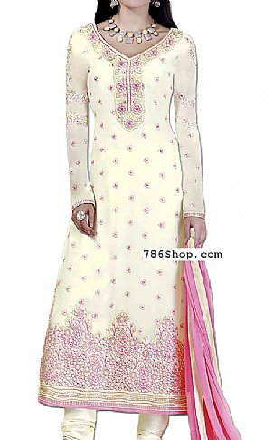  Off-white/Pink Chiffon Suit | Pakistani Dresses in USA- Image 1