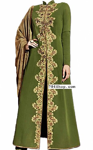  Green Chiffon Suit | Pakistani Dresses in USA- Image 1