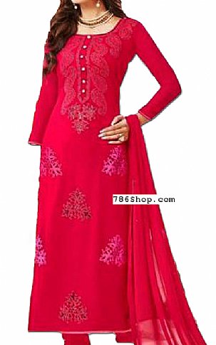  Red Chiffon Suit | Pakistani Dresses in USA- Image 1