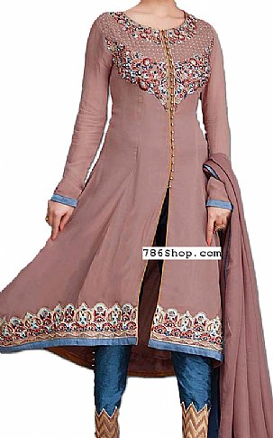  Tea Pink/Blue Georgette Suit | Pakistani Dresses in USA- Image 1