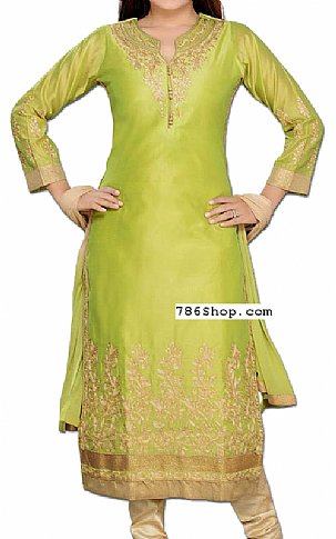  Parrot Green Georgette Suit | Pakistani Dresses in USA- Image 1