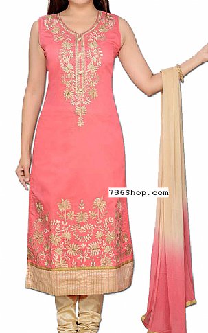  Peach Georgette Suit | Pakistani Dresses in USA- Image 1