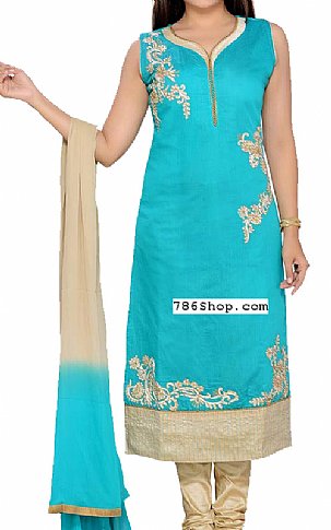  Turquoise Georgette Suit | Pakistani Dresses in USA- Image 1