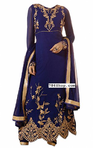  Blue Chiffon Suit | Pakistani Dresses in USA- Image 1