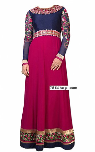  Blue/Magenta Georgette Suit | Pakistani Dresses in USA- Image 1