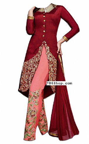  Maroon/Pink Chiffon Suit | Pakistani Dresses in USA- Image 1