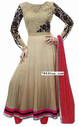  Light Golden Chiffon Suit | Pakistani Dresses in USA- Image 1