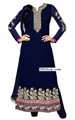  Navy Blue Georgette Suit | Pakistani Dresses in USA- Image 1