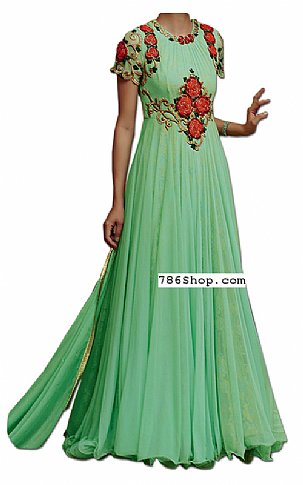  Mint Green Chiffon Suit | Pakistani Dresses in USA- Image 1