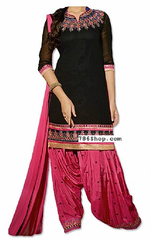  Black/Tea Pink Chiffon Suit | Pakistani Dresses in USA- Image 1