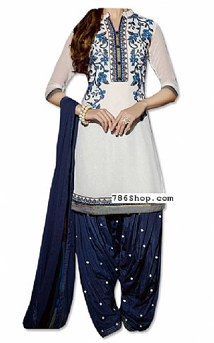  Blue/White Georgette Suit | Pakistani Dresses in USA- Image 1