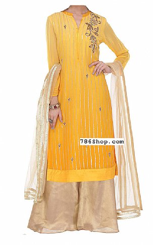  Yellow Chiffon Suit | Pakistani Dresses in USA- Image 1