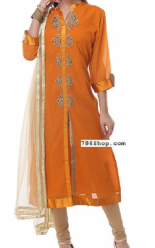  Orange Georgette Suit | Pakistani Dresses in USA- Image 1