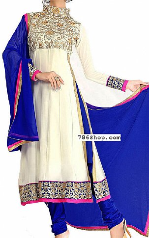  Off-white/Blue Georgette Suit | Pakistani Dresses in USA- Image 1