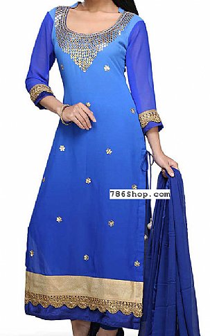  Royal Blue Georgette Suit | Pakistani Dresses in USA- Image 1