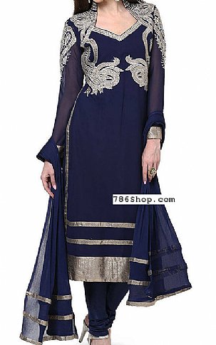  Navy Blue Georgette Suit | Pakistani Dresses in USA- Image 1