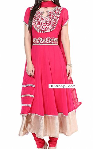  Hot Pink Chiffon Suit | Pakistani Dresses in USA- Image 1