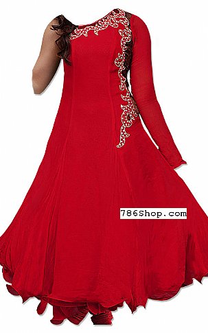  Red Chiffon Suit | Pakistani Dresses in USA- Image 1