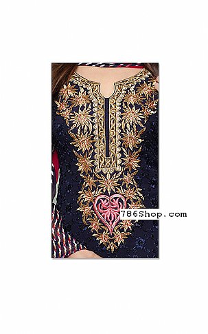  Navy Blue Chiffon Suit | Pakistani Dresses in USA- Image 2