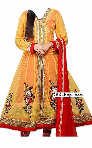  Yellow Net Suit | Pakistani Dresses in USA- Image 1