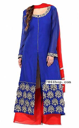  Blue Chiffon Suit | Pakistani Dresses in USA- Image 1