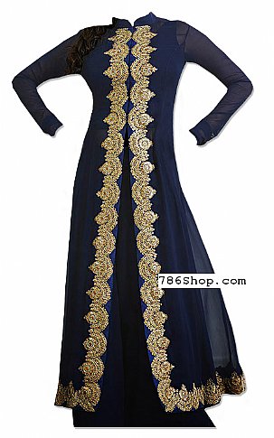  Navy Blue Chiffon Suit | Pakistani Dresses in USA- Image 1