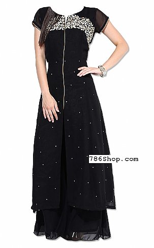  Black Chiffon Suit | Pakistani Dresses in USA- Image 1