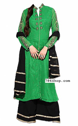  Green/Black Chiffon Suit | Pakistani Dresses in USA- Image 1