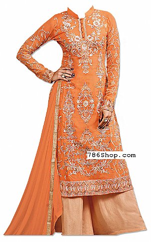  Orange Georgette Suit | Pakistani Dresses in USA- Image 1