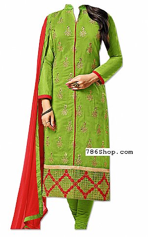  Parrot Green Georgette Suit | Pakistani Dresses in USA- Image 1