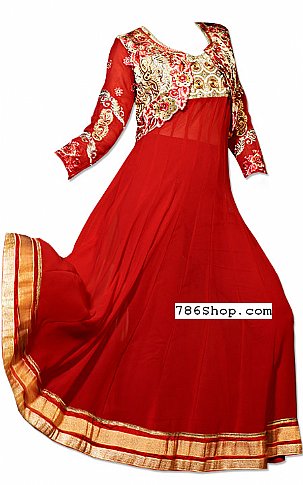  Red Chiffon Suit | Pakistani Dresses in USA- Image 1