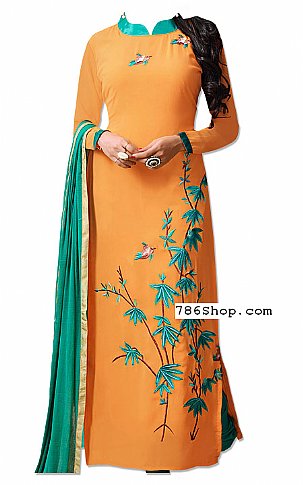  Orange Georgette Suit | Pakistani Dresses in USA- Image 1