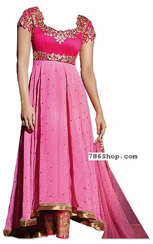  Pink Chiffon Suit | Pakistani Dresses in USA- Image 1