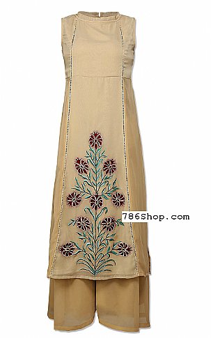  Beige Chiffon Suit | Pakistani Dresses in USA- Image 1