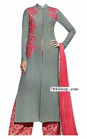  Grey Georgette Suit | Pakistani Dresses in USA- Image 1