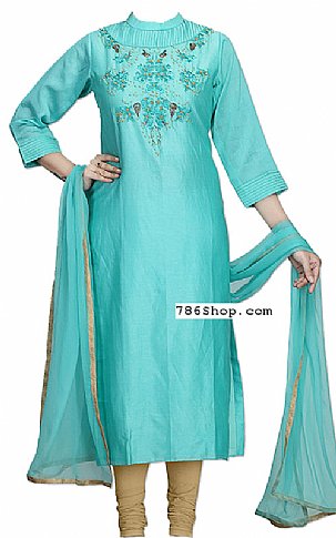  Light Turquoise Georgette Suit | Pakistani Dresses in USA- Image 1